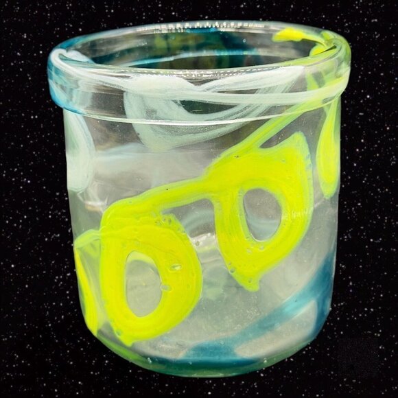 Anthropologie Art Glass Vase Planter Multicolor Glass Swirls Large 6”T 5.5”W - Picture 7 of 7